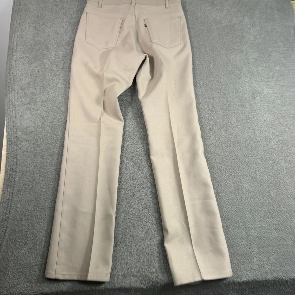 Levis Sta-Prest Action Slacks Beige Tan Straight Leg Orange Tab W33 L34